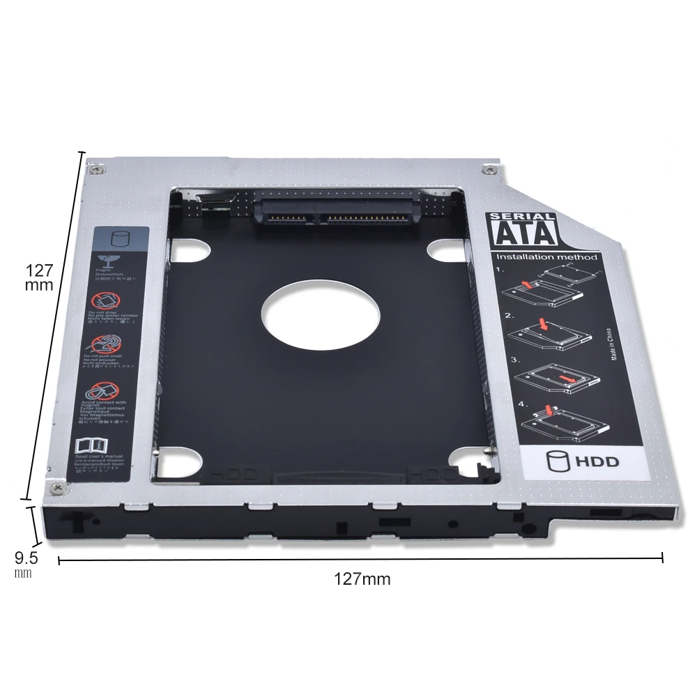 TISHRIC 2nd HDD Caddy 9,5 мм SATA 3,0 To SATA 2," SSD OptiBay HDD чехол Универсальный алюминиевый металлический для ноутбука ODD CD-ROM DVD-ROM