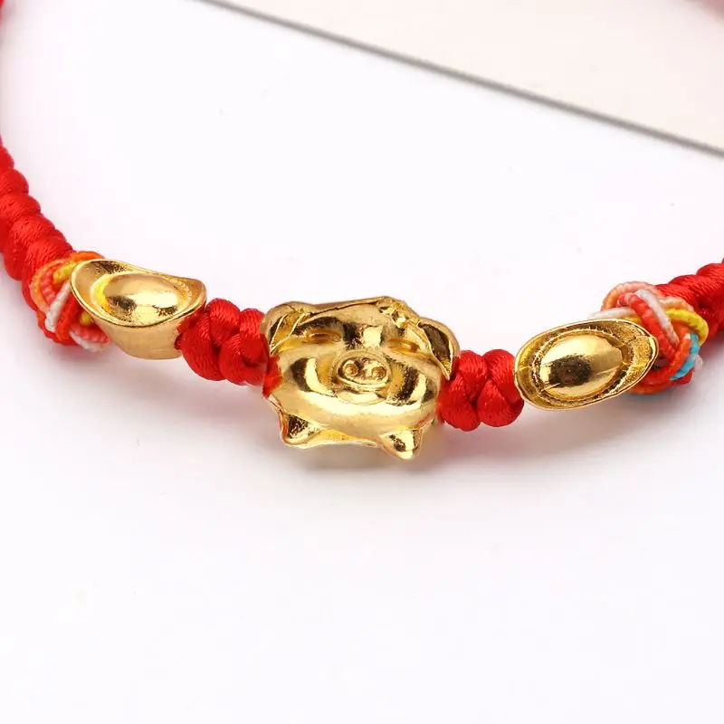 Lucky Kabbalah Red String Braided Golden Pig Charm Bracelets Fashion Jewelry | Украшения и аксессуары