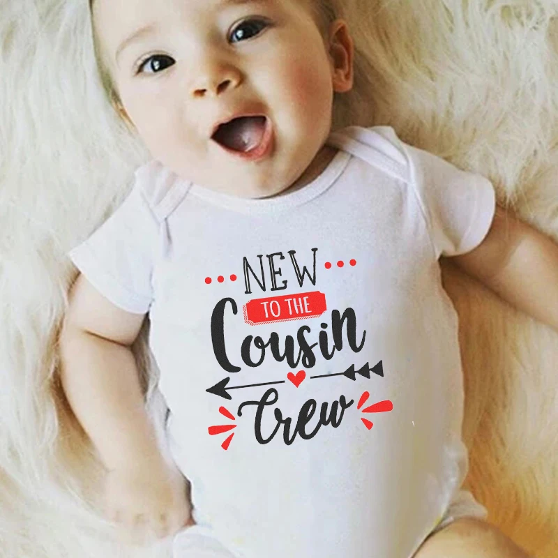 Shirerty Summer New Baby Boys Girls Short Sleeve Letter Print Cousin Tiew Cute Cotton Romper Baby Clothes Outfits