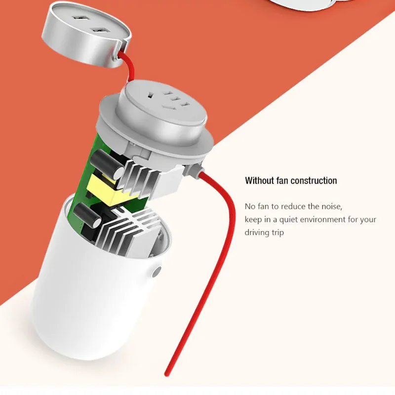 Xiaomi 100W автомобильный инвертор/конвертер DC 12V в AC 220V с двумя usb портами 5