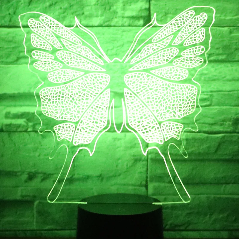 3D LED Night Light Butterfly with 7 Colors for Home Decoration Lamp Amazing Visualization Optical Illusion Awesome | Лампы и освещение