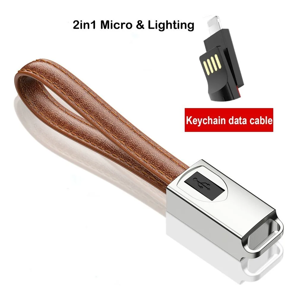 Брелок 2 в 1 Micro Usb кабель для iPhone X Xr Xs Max 8 7 6 S зарядное устройство Шнур Быстрая