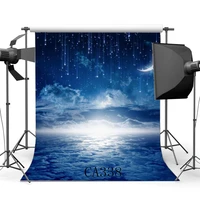 photography backdrops dreamy fairy tale twinkle stars moon night blue sky white cloud photo background