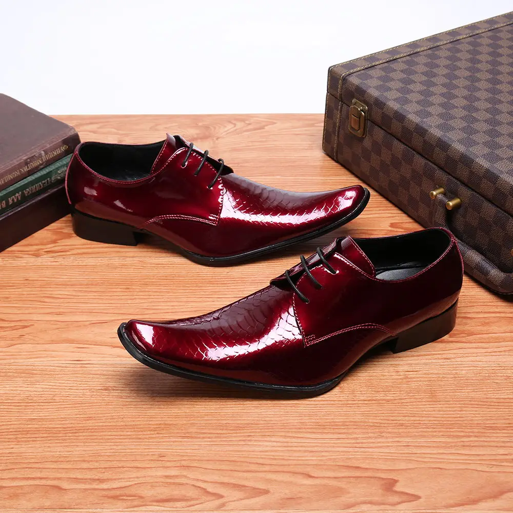 Классические мужские туфли sapato masculino из натуральной кожи Красной змеиной