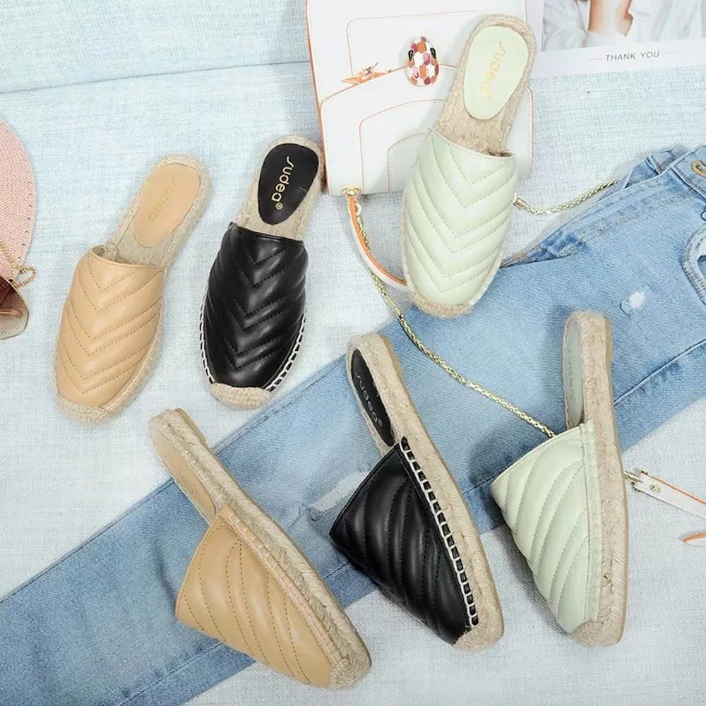 Women's Shoes Casual Genuine Leather Hot sell Ladies Flats Espadrille Comfortable Ballet Mules Female Slippers | Обувь