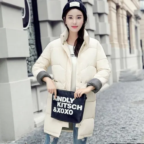 Зимние куртки Casacos Feminino 2018 новые модные женские тонкие с длинным рукавом черные