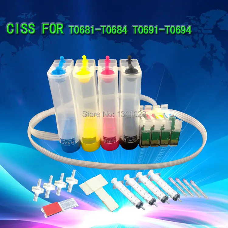 

INK WAY T0681-T0684 Chipped Empty CISS for WorkForce NX510/515/CX5000/CX6000/CX7000F/CX8400/CX9400/CX9475 etc.