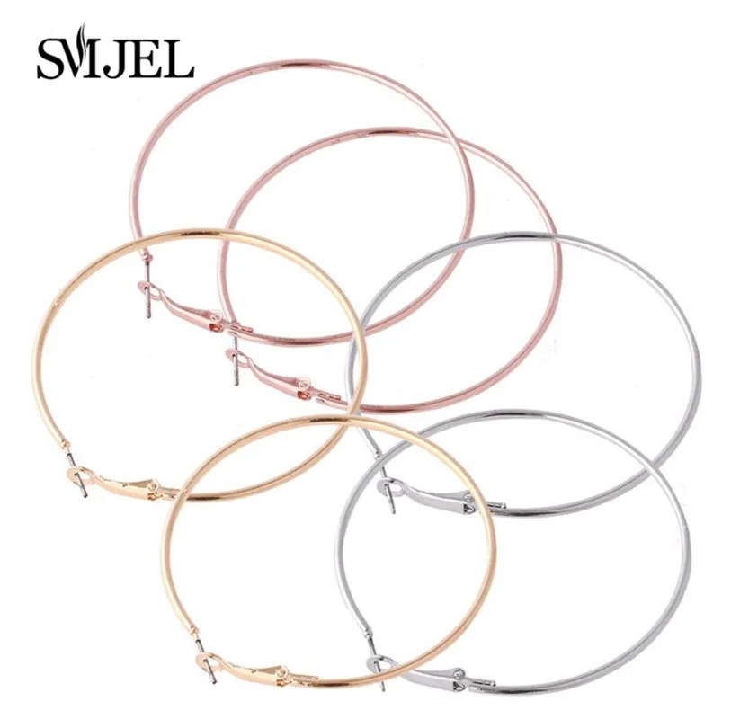 Модные серьги кольца SMJEL для женщин большие гладкие круглые новые петли