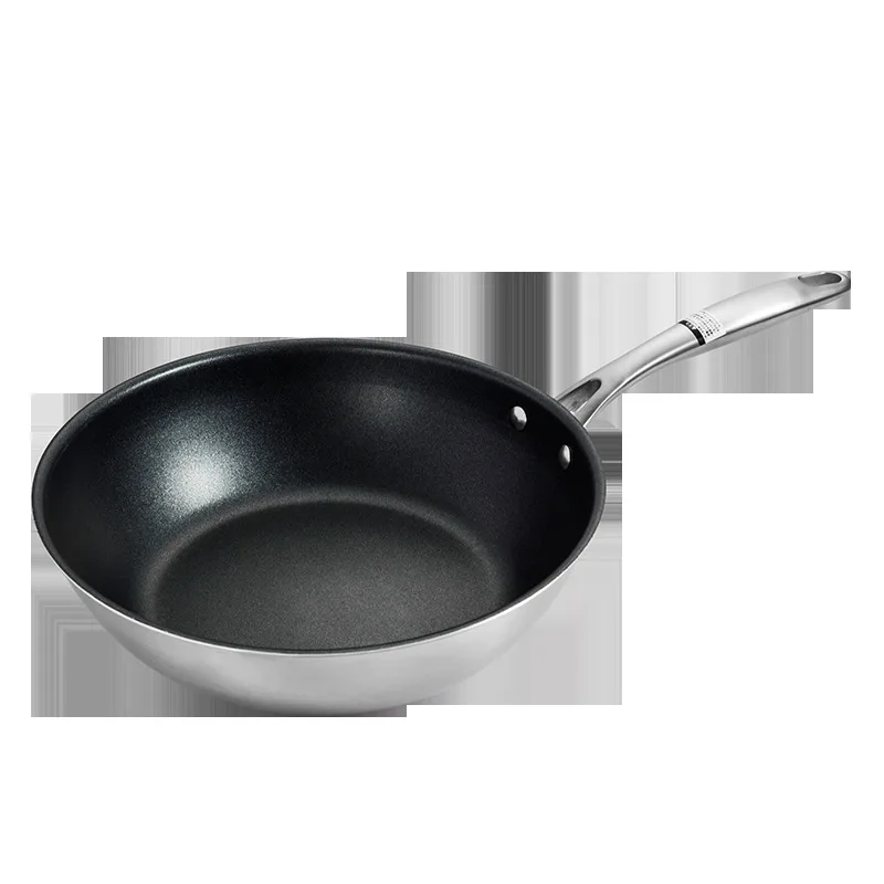 

Fried pan skillet non-stick non-smoke induction cooker stainless steel frying griddles grill chef long handle pot kitchen tool