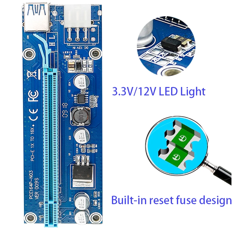 PCIE 16X 1X адаптер USB3.0 переходная карта удлинитель с SATA 15pin папа до 6pin разъем питания