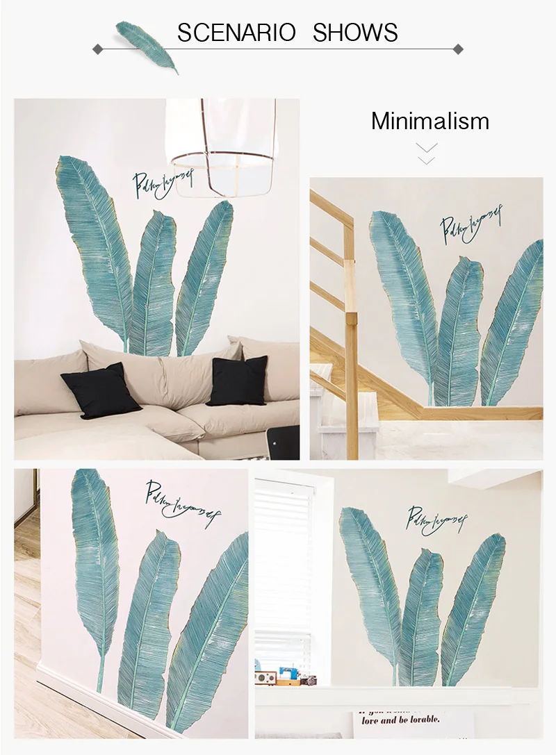 

Hand Drawn Green Leaf Wall Sticker Home Decoration Bedroom Decor Wall Stickers Wall Decorations Living Room