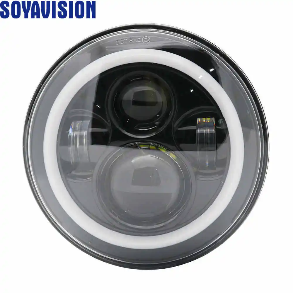 40w Halo light Black 7 дюймовый круглый светодиодный головной светильник высокий низкий пучок светильник Halo Угол Eyes DRL светодиодные фары для джипа Wrangler Lada niva Прожекторы для внедорожников 4х4 в байкерском стиле - Цвет: 40w Halo light Black