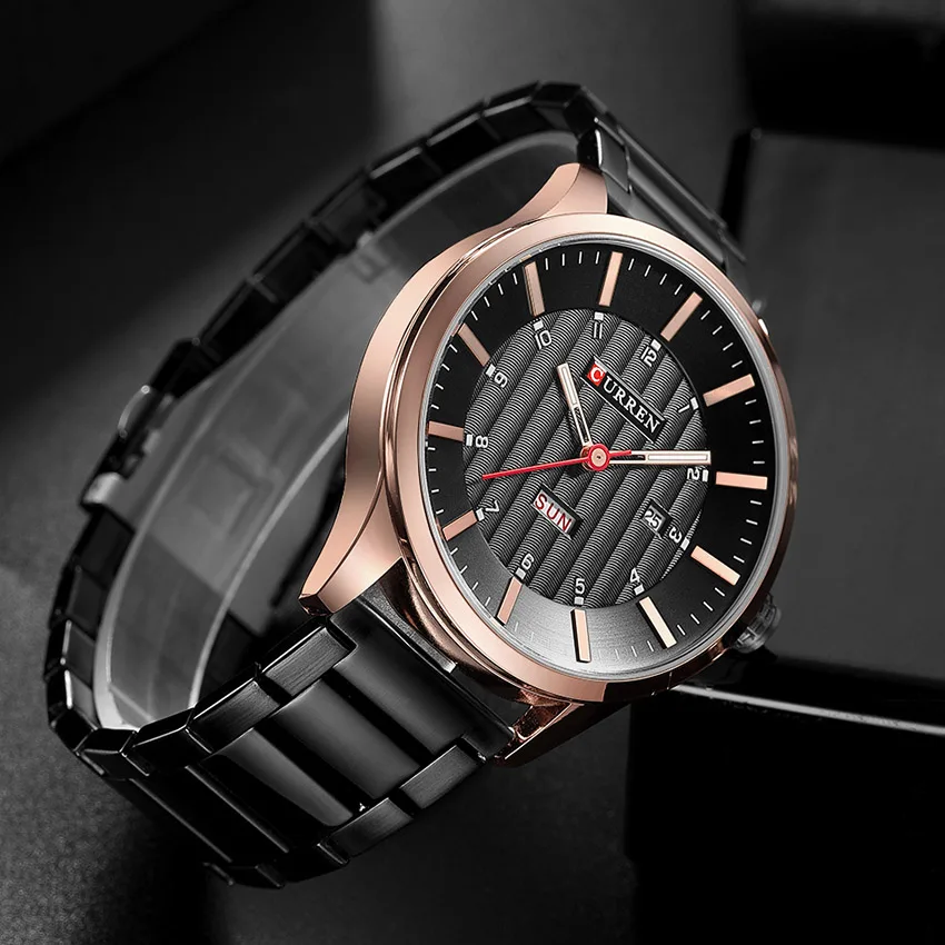 CURREN 8316 новые мужские модные брендовые часы со стальным ремешком и календарем для