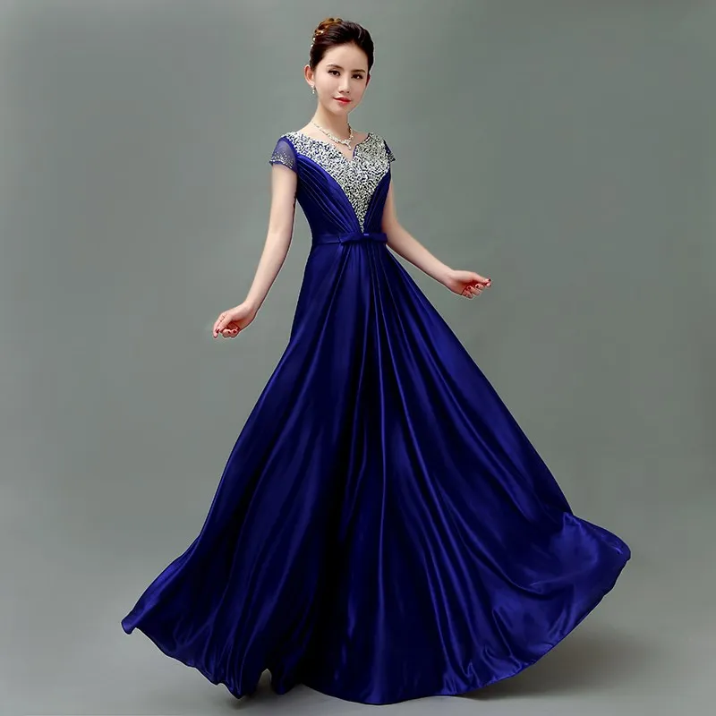 Синий QLY5189Z# Pruple красное, синее, фиолетовое кружевное платье для приема toastery костюм для хора Длинные свадебные платья - Цвет: Синий