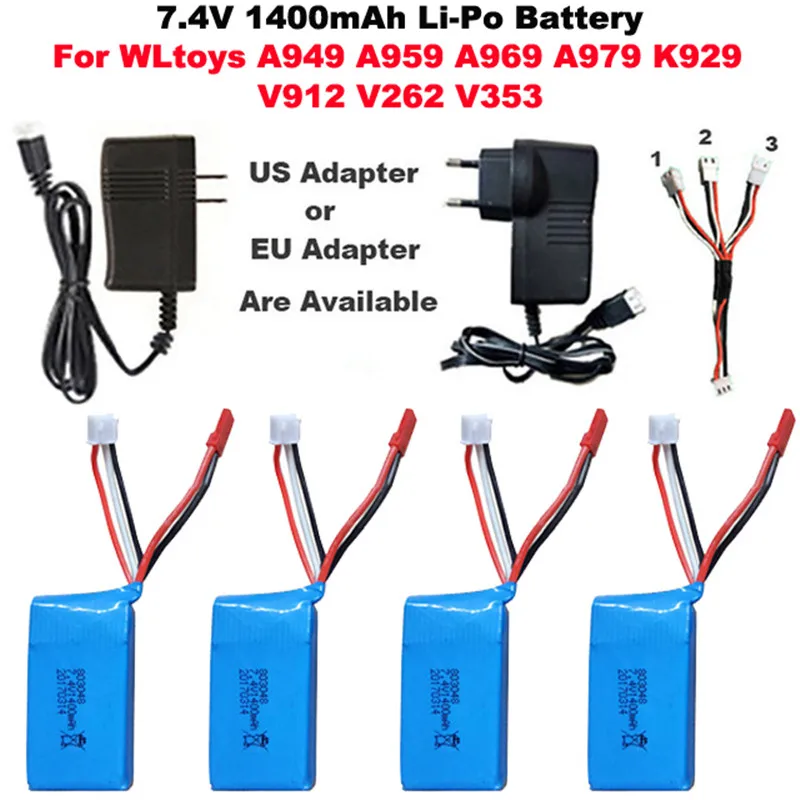 Высокое качество 7,4 В 1400 мАч 2 S Lipo Батарея для WLtoys A959 A969 A979 K929 RC Внедорожник для пустыни автомобилей Обновление Запасные Запчасти зарядное устройство