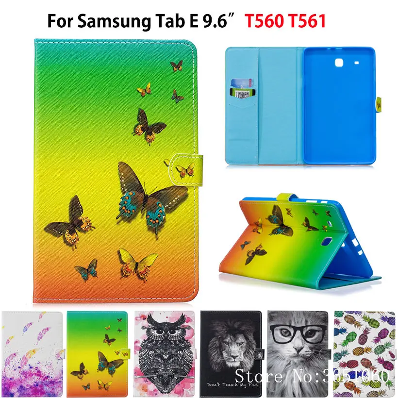 Чехол Funda для Samsung Galaxy Tab E 9 6 дюйма умный чехол T560 SM-T560 T561 Модный чехол-подставка с