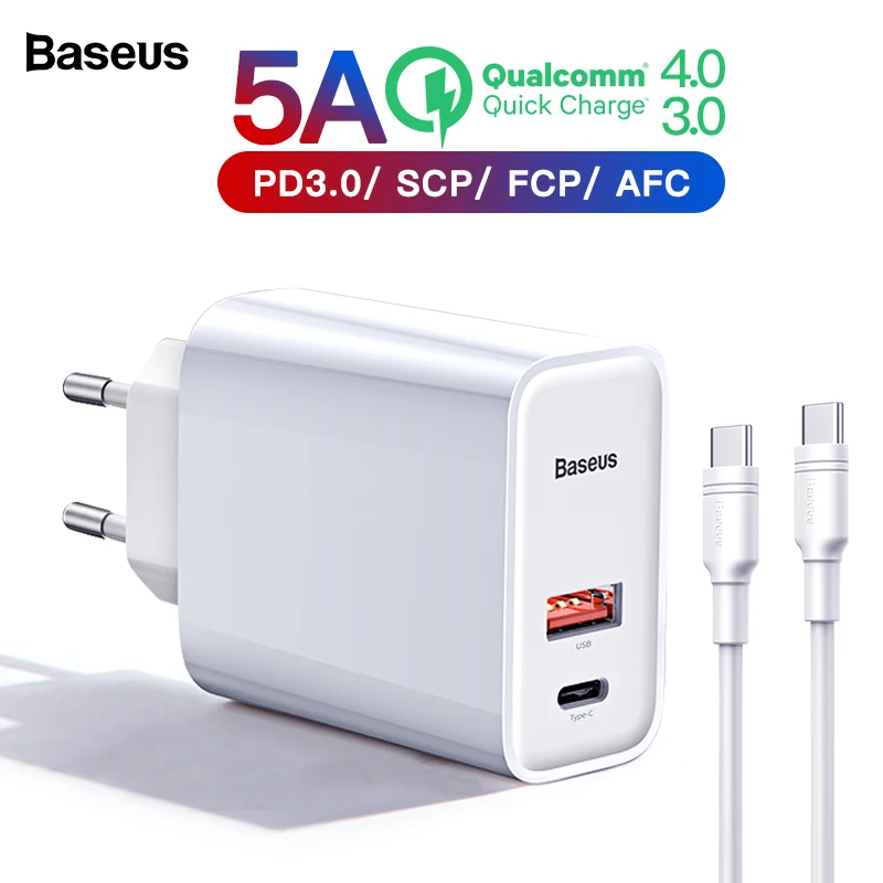 Baseus Quick Charge 4.0 3.0 USB Charger For iPhone Xiaomi Samsung Huawei SCP QC4.0 QC3.0 QC C PD Fast Wall Mobile Phone | Мобильные