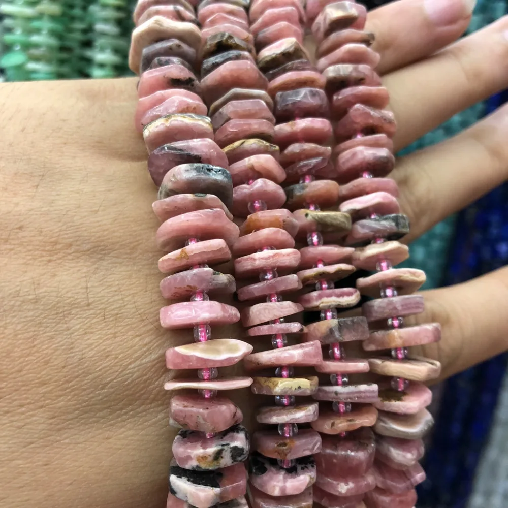 Wholesale 3strings 15.5&quot Natural Rhodochrosite Beads Coin Chip Nugget Bead Rhodonite Stone Gem Jewelry Making | Украшения и