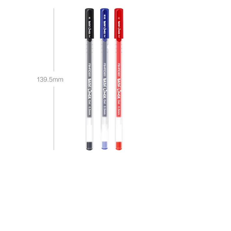 JUKUAI 12 Pcs/Lot Basic Liner Roller Ball Pen For Writing Signature 0.5MM Ballpoint 3 Color Gel Ink Pens Office Supplies 7319 | Канцтовары
