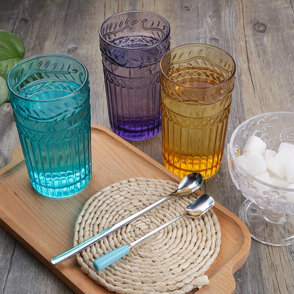 Красочная стеклянная рельефная винная чашка Ретро термостойкая водная