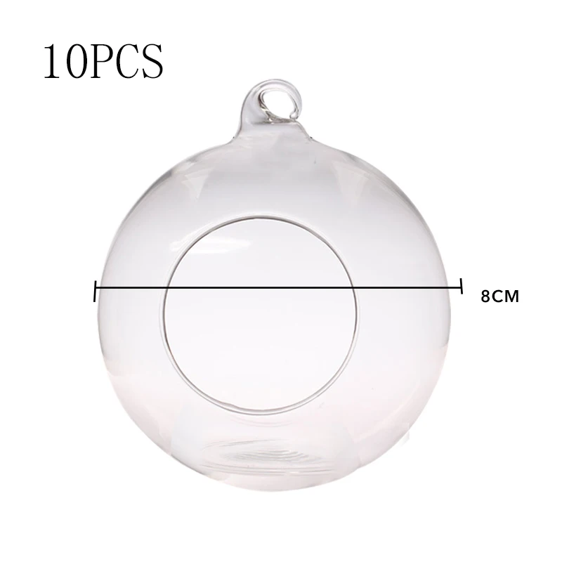 10PCS 8cm 1/5/10 шт прозрачный подсвечник с украшением в виде кристаллов Стекло подвесной подсвечник для дома Свадебная вечеринка украшения ужина - Цвет: 10PCS 8cm