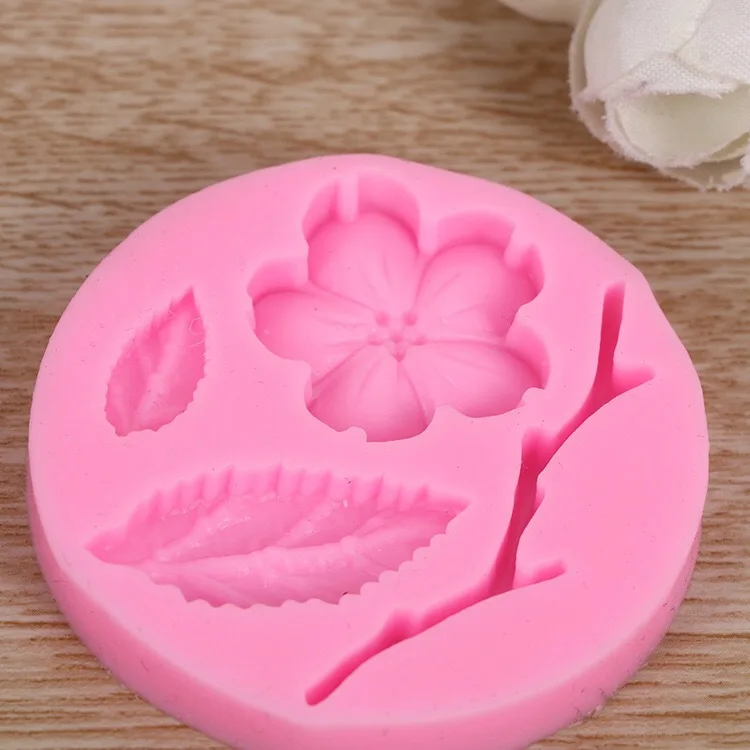 1PC Silicone Fondant Cake Mold Plum Blossom Branch Leaves Chocolate Sugar Mould Cookie Cutter DIY Decorating Tool LB 489 | Дом и сад