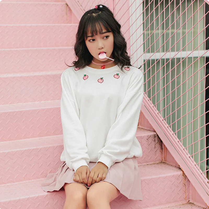 Новинка 2018 женские толстовки Harajuku плиссированные с круглым вырезом свободные