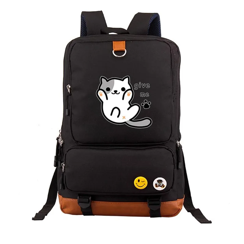 Новый высококачественный рюкзак Neko Atsume Kawaii Cat Emoji из холста с принтом Mochila Feminina