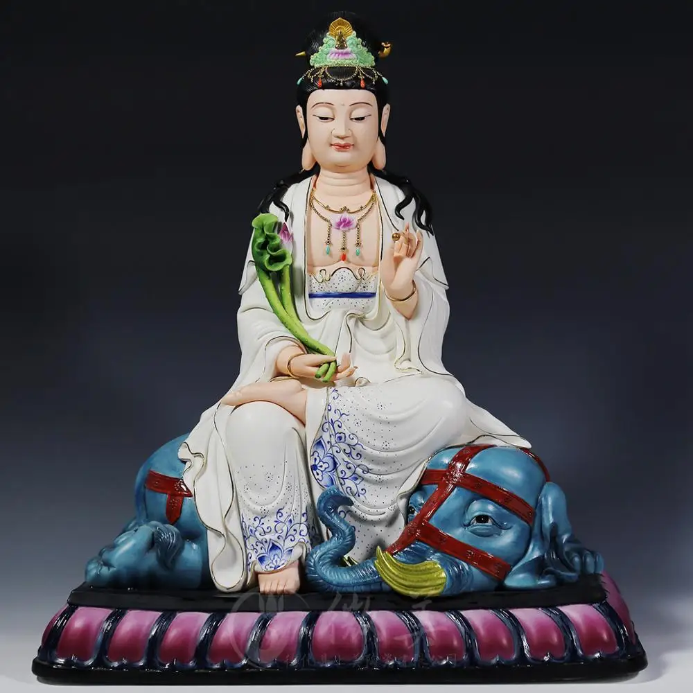 Dehua ceramics 16 дюймов три Kegon Манджушри Бодхисаттва статуя шакьи Муни Будды|ceramic