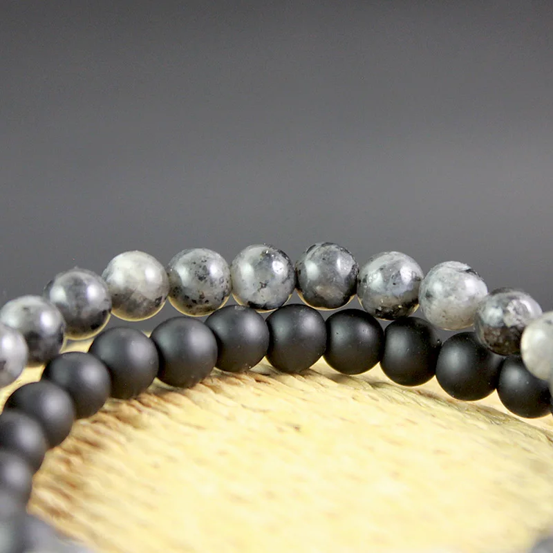 2 шт./компл. пара 6 мм круглые бусины из натурального камня ниток матовый черный