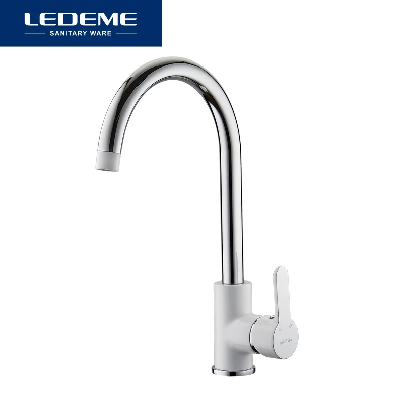 LEDEME Смеситель для кухни высокий с гайкой латунь Цвет: хром L4003|Смесители кухни| |