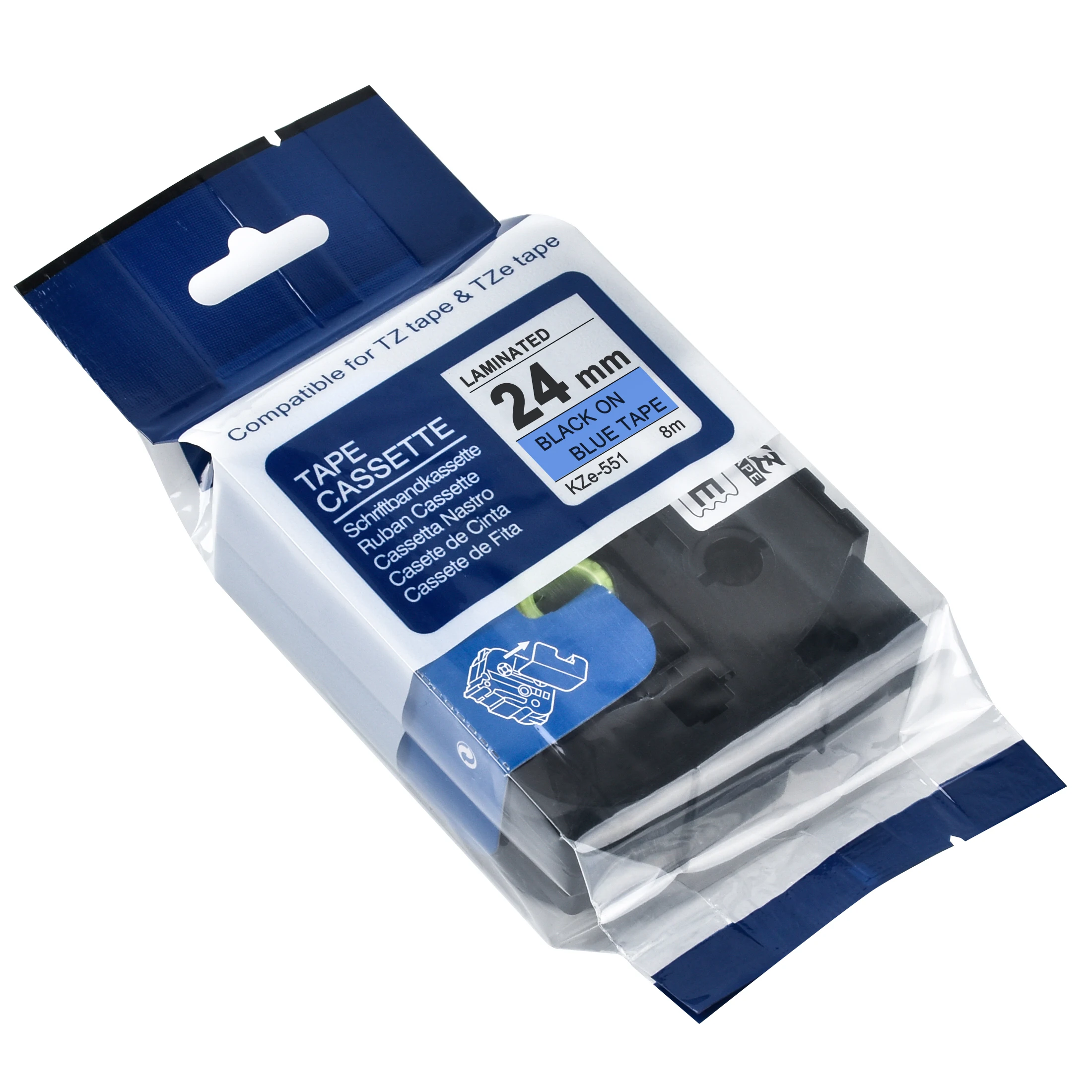 CIDY Tze 551 Tz551 черный на голубом ламинированный совместимый P touch 24 мм tze tze551 этикетка