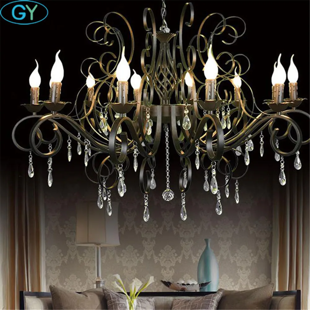 

Modern Crystal Chandelier 10 light black crystal raindrop decor large Chandeliers for Living Room Home Lighting Indoor Lamp