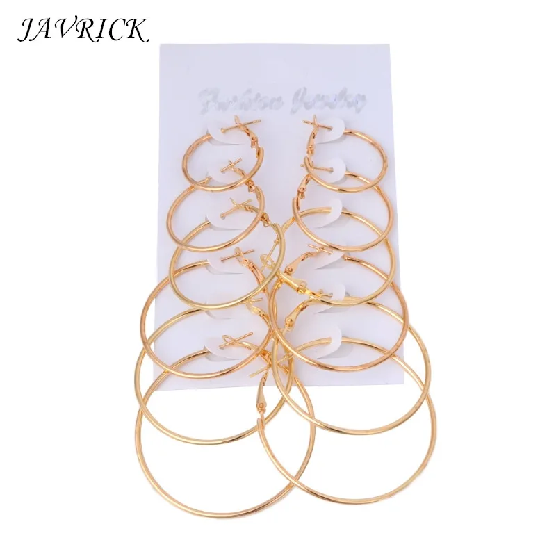 

6Pairs/set Vintage Earrings Big Circle Hoop Earrings Women Steampunk Ear Clip