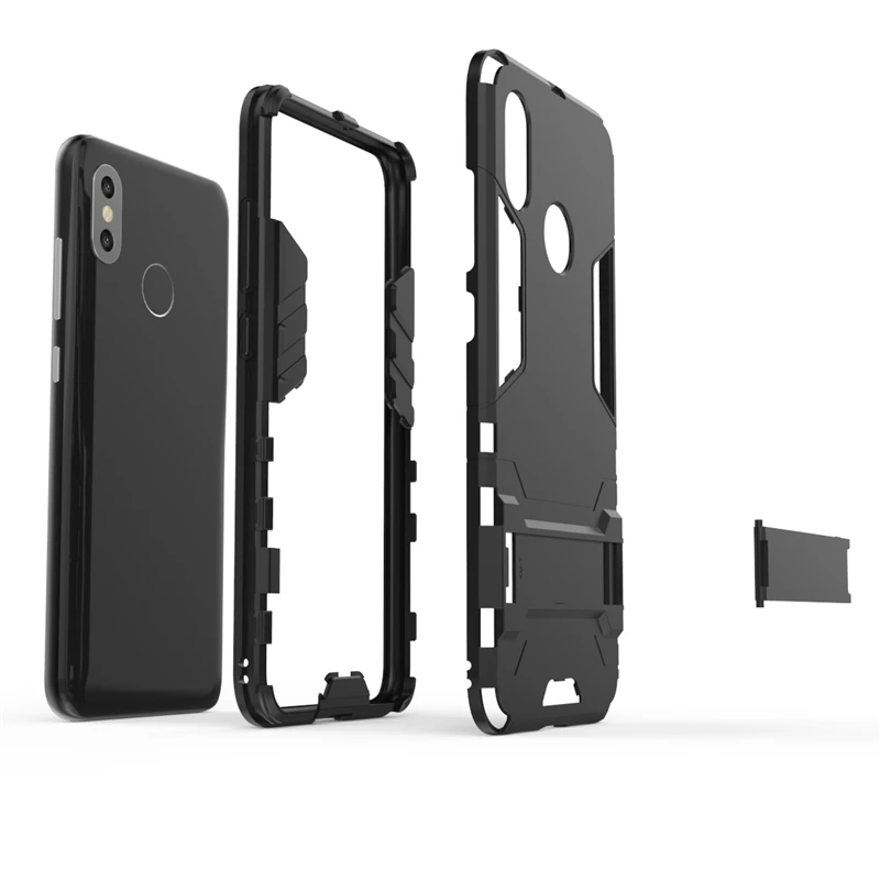 Противоударный чехол Xiaomi Mi8 мягкий резиновый + легкий пластиковый держатель для