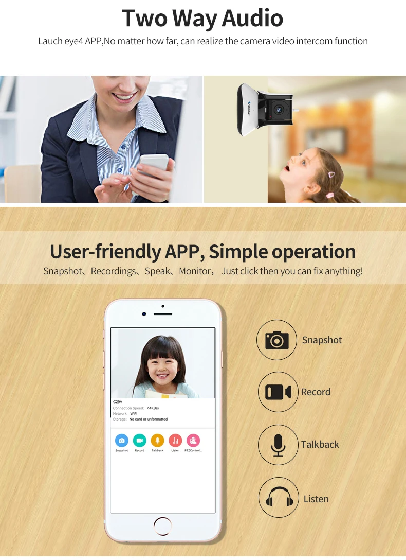 2MP беспроводной Babyfoon детский монитор камера Wifi HD няня 2 способа Аудио ИК ночного видения сетевая камера детская рация няня