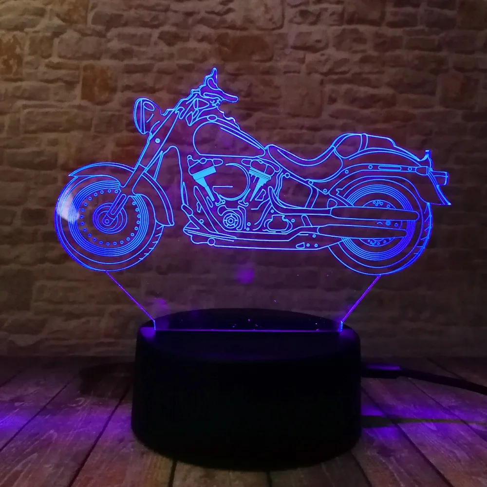 3D мотоциклетный Ночной светильник акриловая RGB иллюзия визуальная настольная