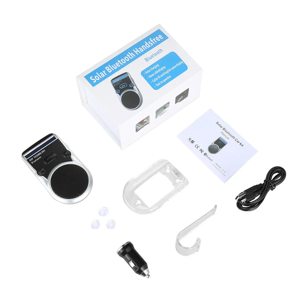 Автомобильный комплект Bluetooth на солнечной энергии ЖК дисплей громкая связь