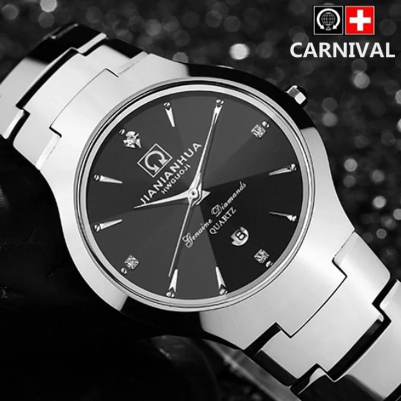 Модные вольфрамовые стальные Мужские Женские кварцевые часы известного бренда