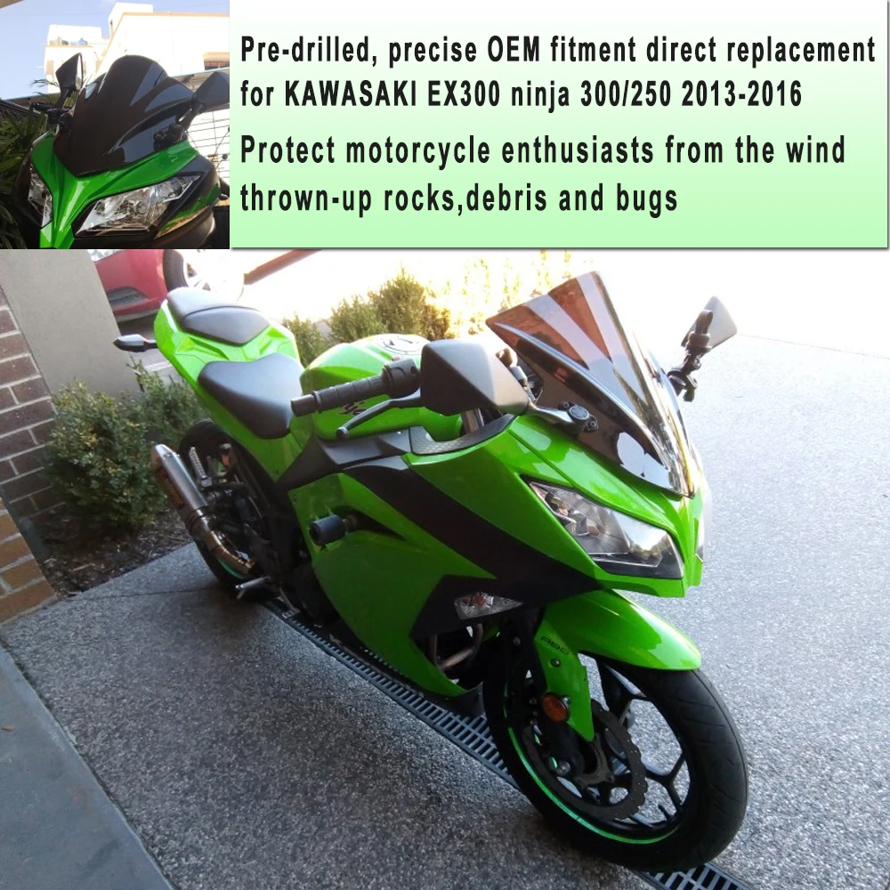 Ветровой экран на лобовое стекло для Kawasaki Ninja 300 EX300 EX 300R 2013 2014 2015 2016 черный |