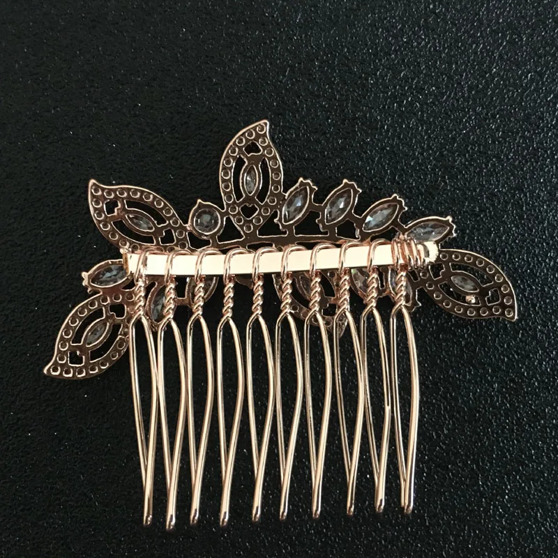 Свадебная расческа для волос с фианитами цвета розового золота|Украшения волос| |
