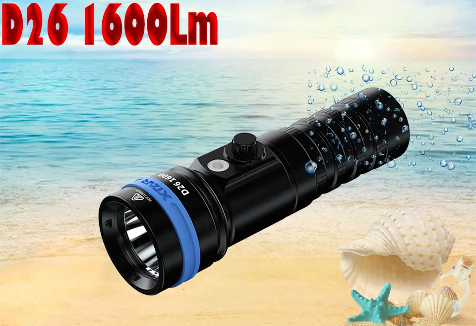 XTAR D26 1600 фонарик для дайвинга CREE XHP35-HI D4 1600 люмен дальность луча 432 м магнитный переключатель фонарь 100 м глубина погружения