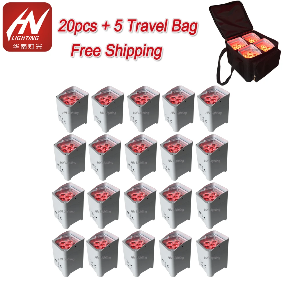 

20pcs Wireless dmx Uplighting RGBWA UV DJ Par light Battery Wifi&Remote DJ Uplight LED Light Disco Effect Light for Weddings