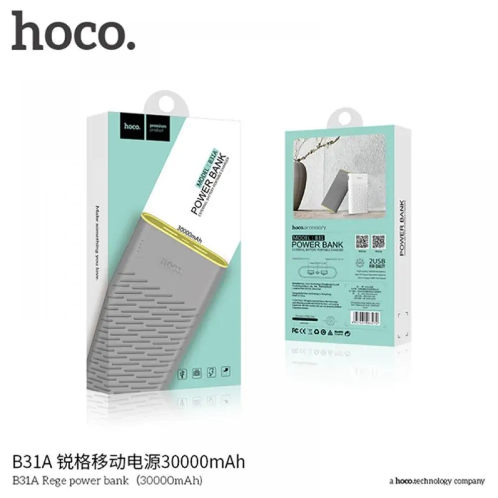 HOCO внешний аккумулятор 30000 мАч универсальный портативное Внешнее зарядное