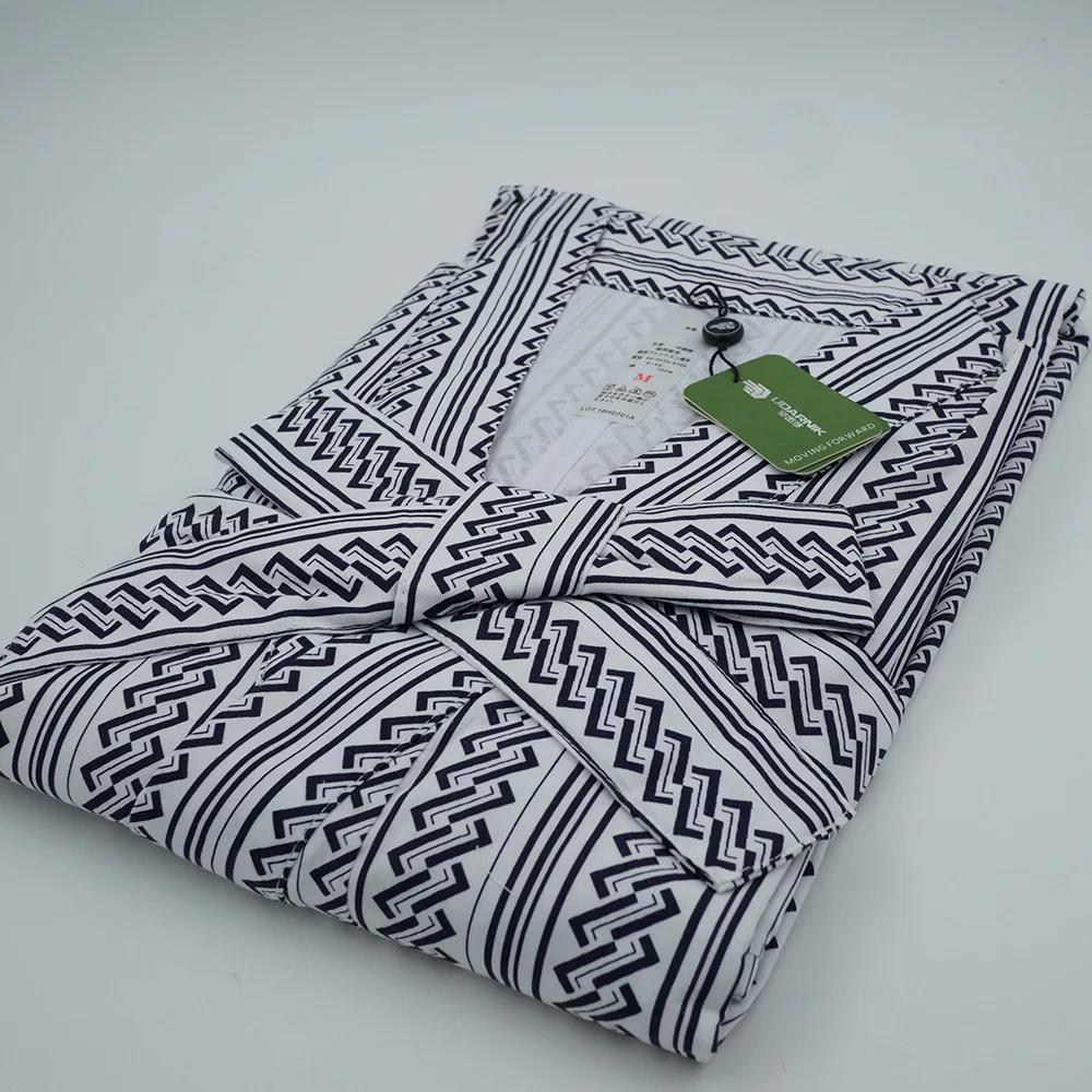 Халат кимоно мужской в японском стиле хлопковый юката ночная рубашка с рукавом 3/4