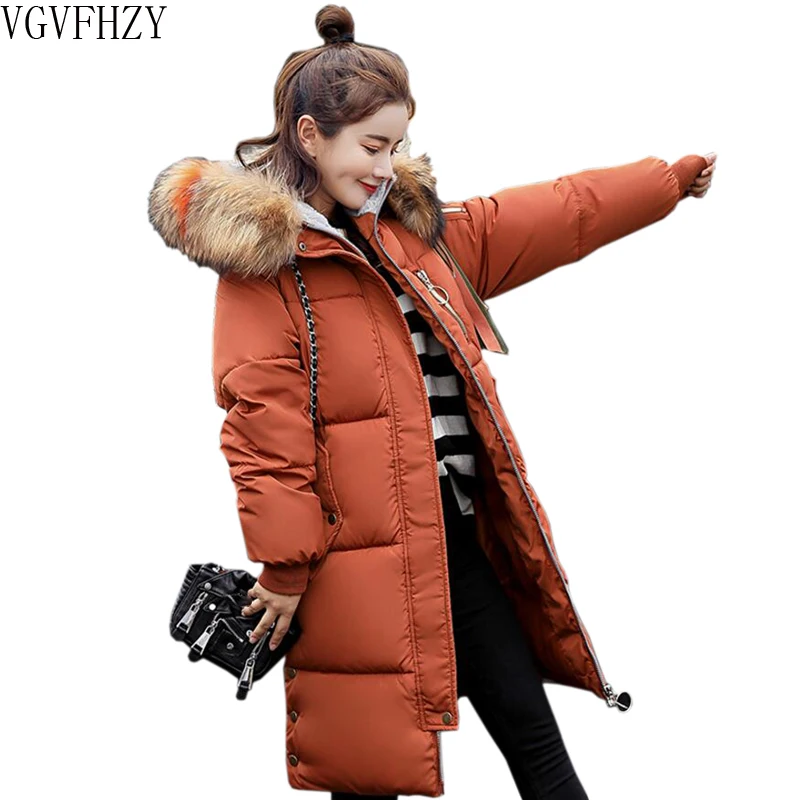 Теплая женская зимняя куртка больших размеров 2018 модная с толстым большим