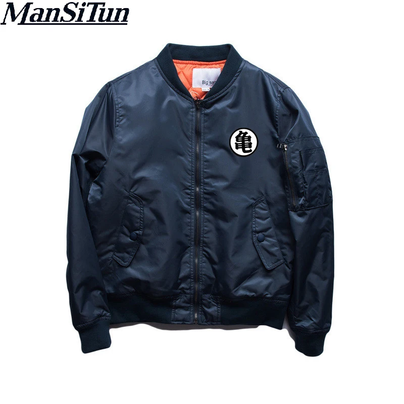 Man Si Tun Men Casual Autumn Winter Hanzi Goku Printed Jacket 2018 New Men Brand Coats Outerwear Dargon Ball Z Bomber Jackets