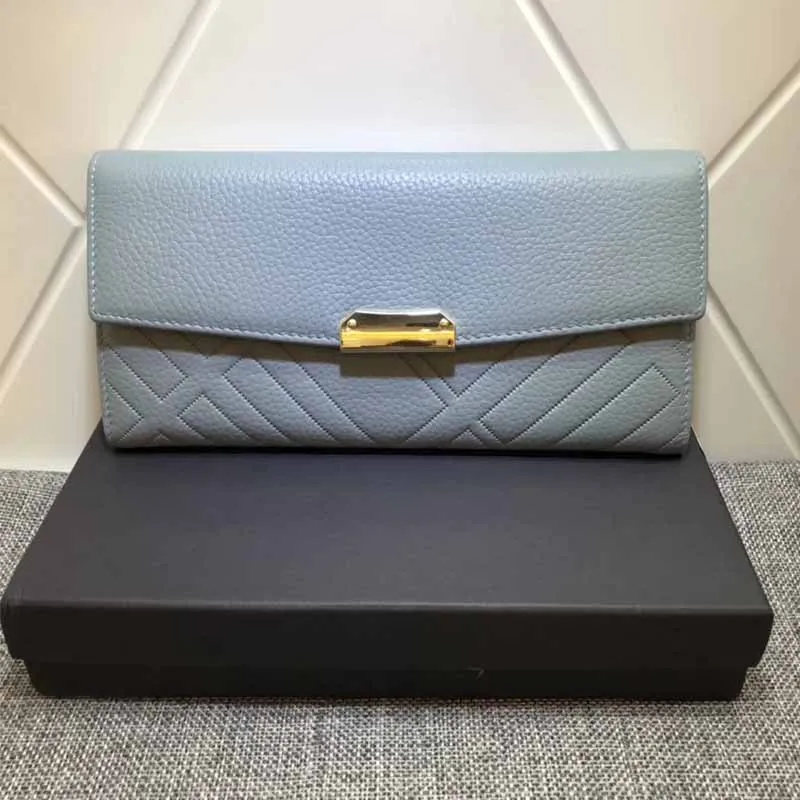 8094 Light Blue Сумки San maries, новые женские кошельки из натуральной кожи и кошельки, роскошный брендовый дизайнерский кошелек, Длинный кошелек с застежкой, Дамское Портмоне кошелек для монет - Цвет: 8094 Light Blue