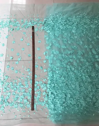 Water green Светильник, синий, розовый, стерео, кружево, Цветочная вышивка, ткань для свадебной фотосъемки, фоновая одежда, платье, ткань RS2607 - Цвет: Water green