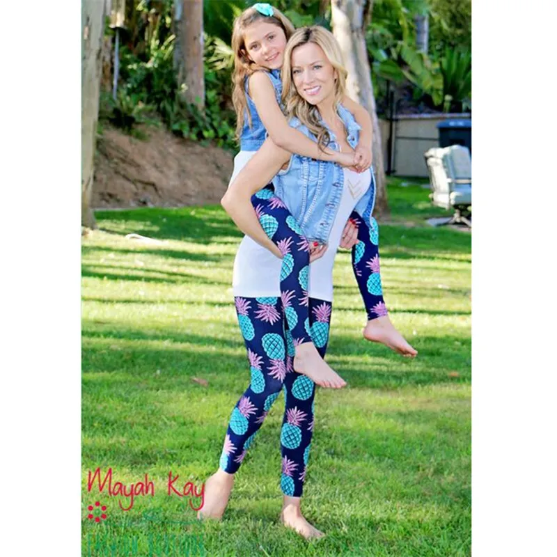 2018 Mommy and Me Skinny Pants Mother And Daughter Leggings Kids Matching Family Look Outfits Clothes Trousers | Мать и ребенок